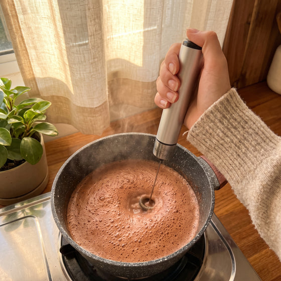 Whisking the cup until glossy